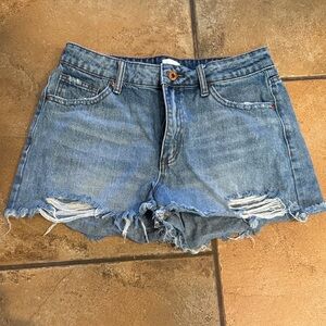 Casual Blue Distressed Jean Shorts